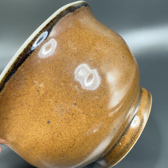 Vintage 1980s Hand Made Stoneware Pottery Footed Dish Bowl Artist Signed Heavy - Picture 7 of 16